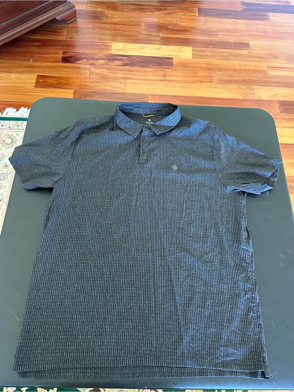 Roark Men's Dark Gray Textured Lightweight Polo Shirt Size XL